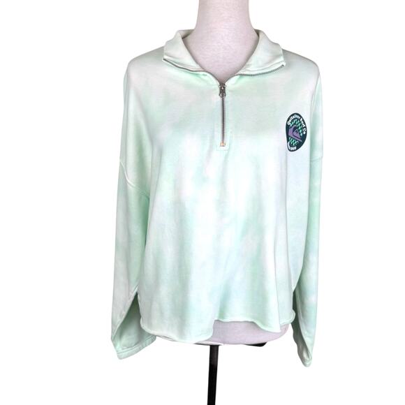 Quicksilver NWT Tie Dye Long Sleeve Logo Collared Quarter Zip Cropped Pullover - Picture 1 of 13